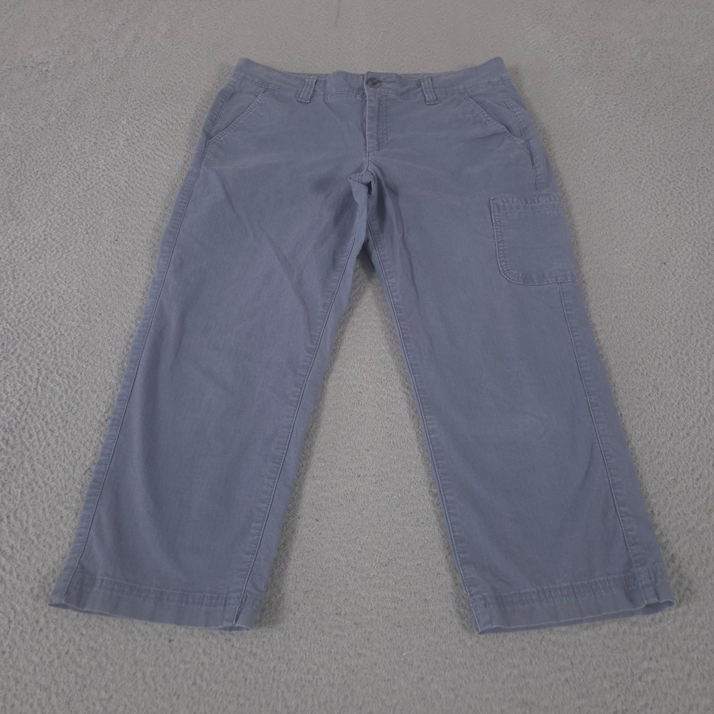 Eddie Bauer Pants Womens 10 Blue Cropped Utility Cargo Straight Cotton Stretch